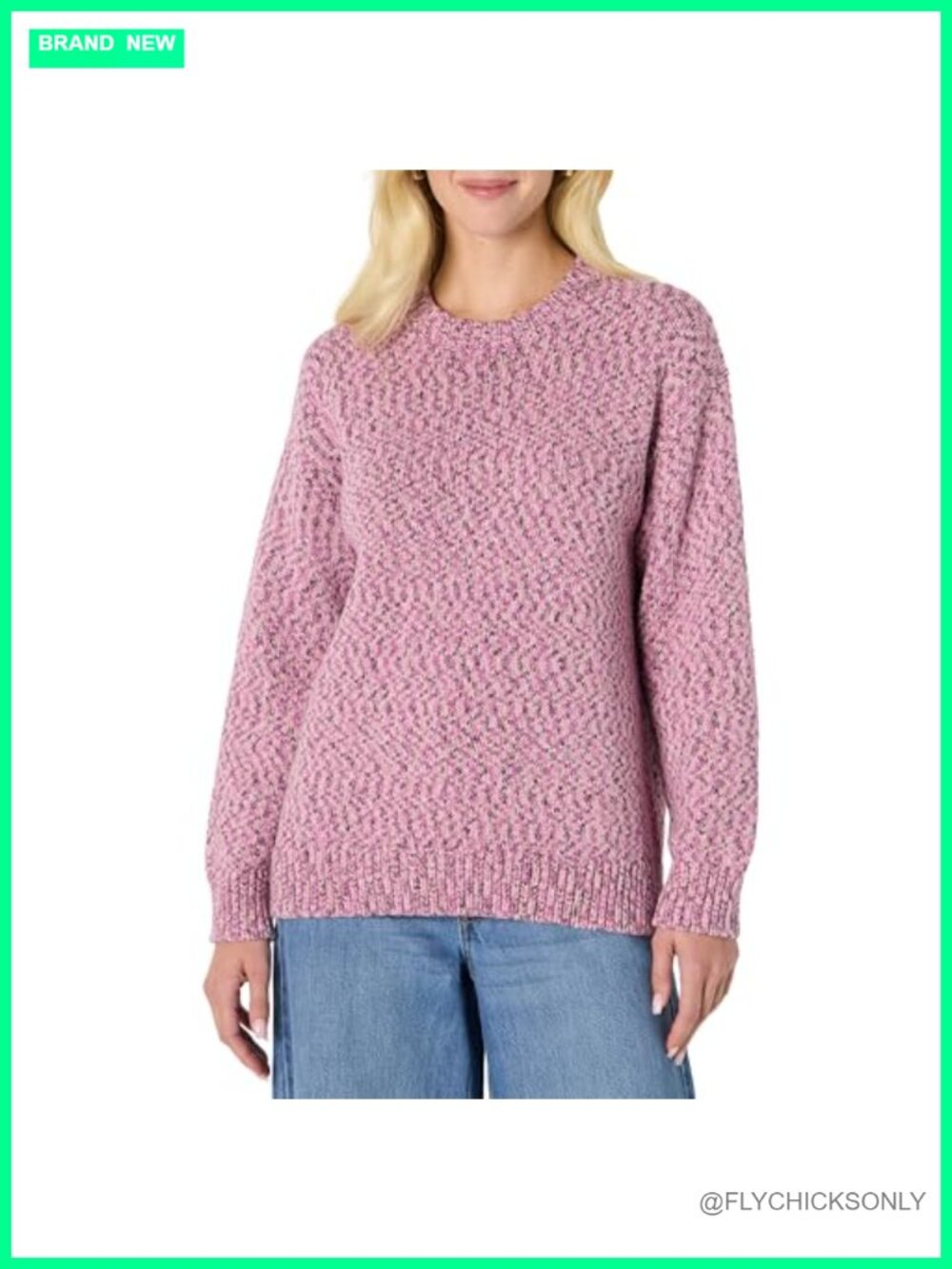 Oversized-Fit Heavyweight Cotton Blend Crewneck Sweater Ribbed Pullover